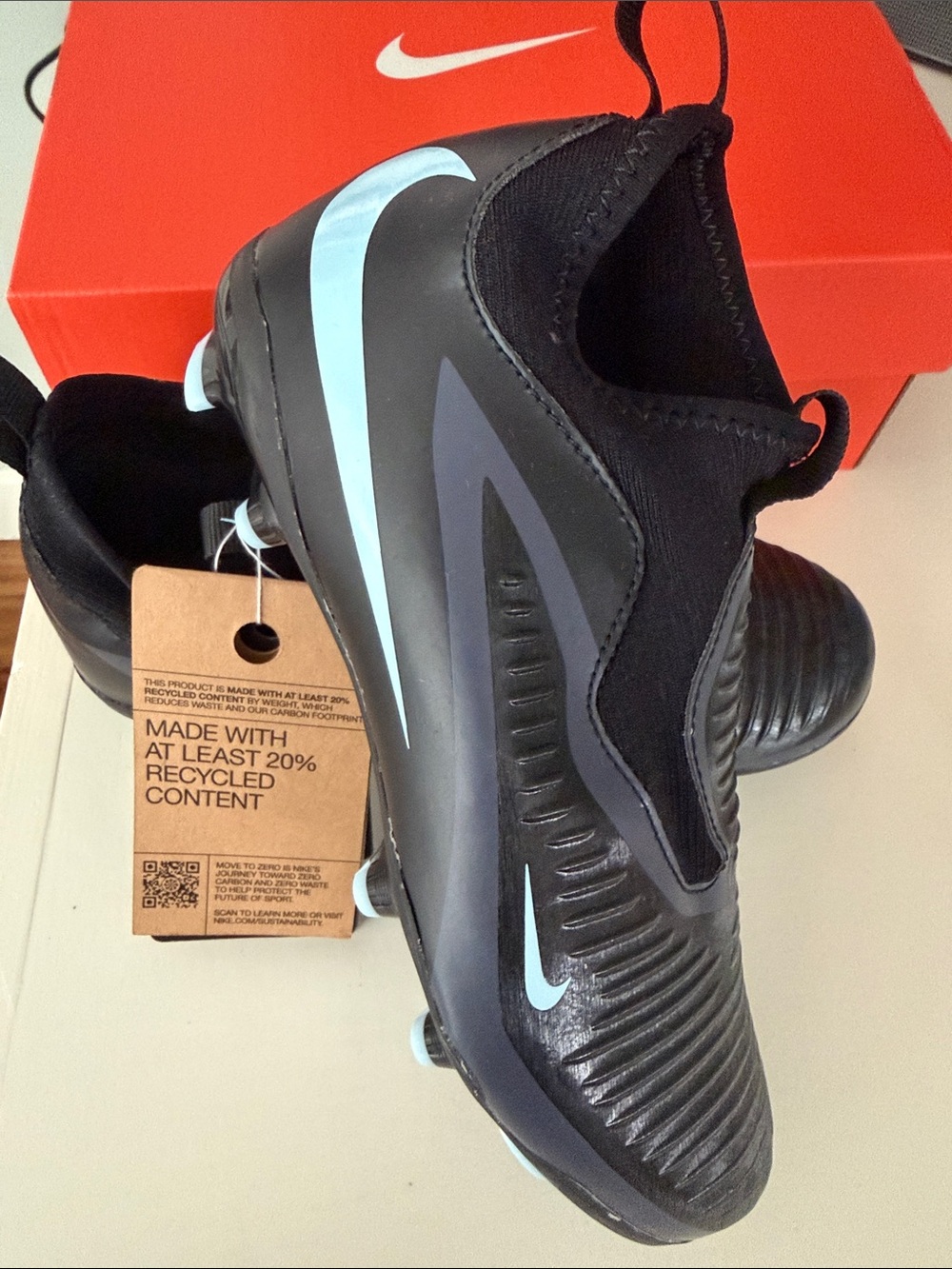 Nike Black with Light Blue Soccer Cleats
